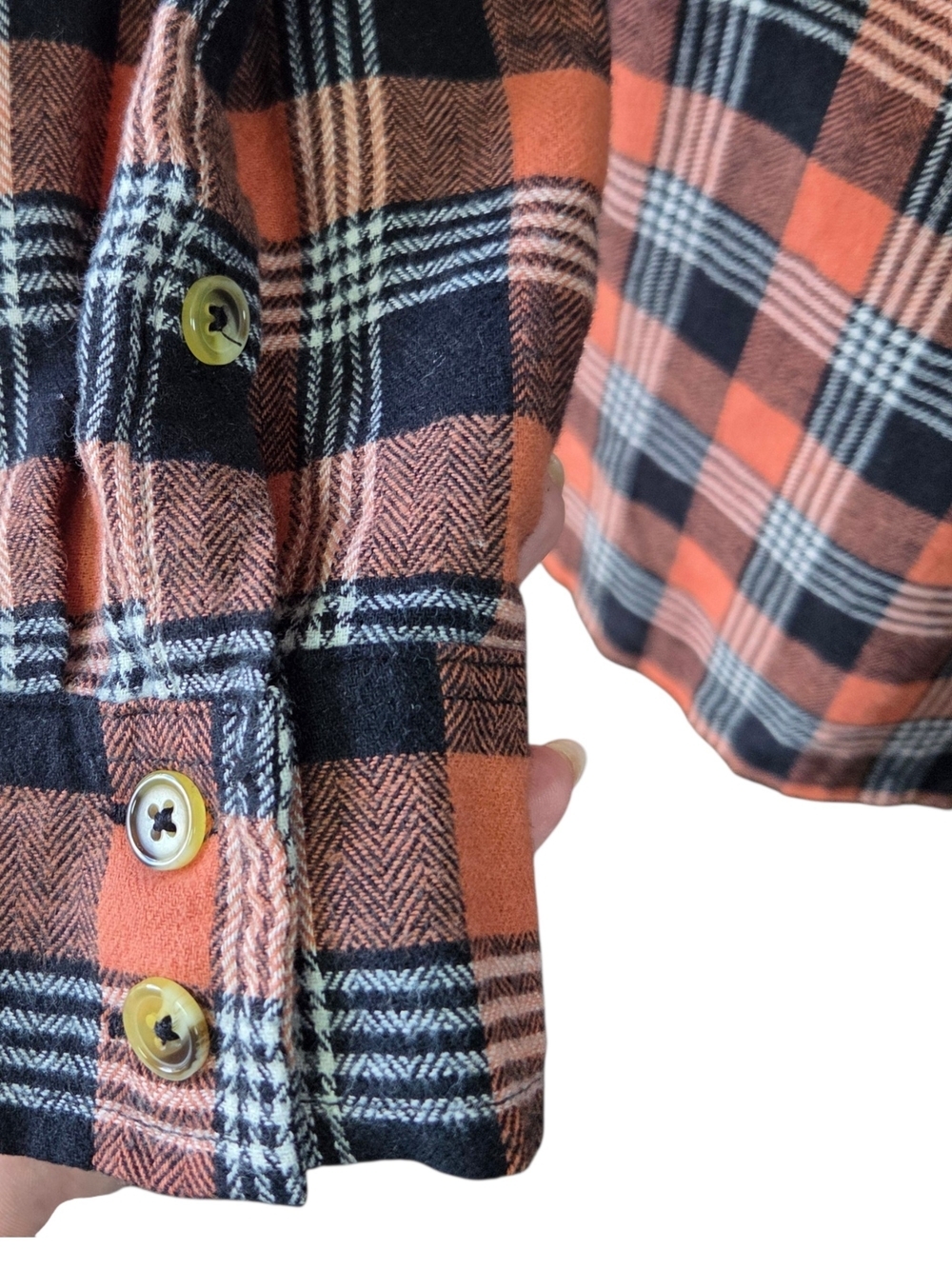 Hurley Orange and Black Plaid Button-Down Shirt Oversized  Size XS - Picture 4 of 8